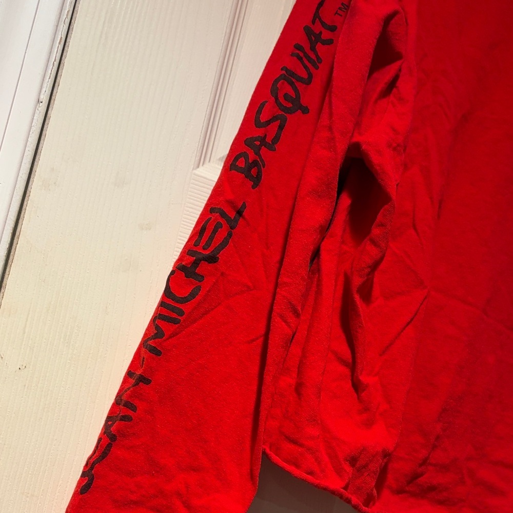Graphic Cropped Long Sleeve Shirt in Red M/L - Picture 3 of 4